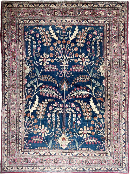 Coming Soon... DIVINE Midnight Indigo TREE OF LIFE | Seafoam | Area Rug in Rugs by The Loom House. Item made of fiber