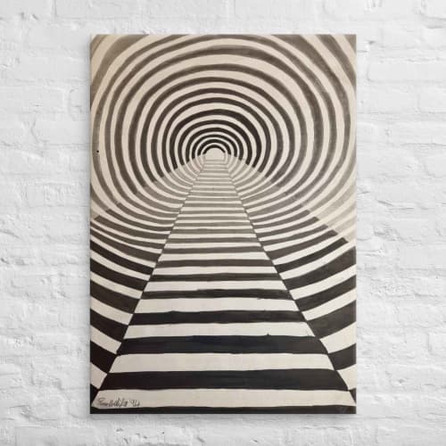 Canvas Print - Tunnel of Illusion - Geometric Op Art | Work by Eman's Gallery