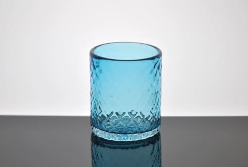 Capri Blue Textured Cocktail Glass | Drinkware by Tucker Glass and Design`