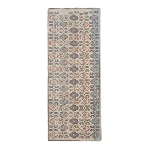 Vintage Short Turkish Oushak Rug Runner 2'6''x6'1'' | Area Rug in Rugs by Vintage Pillows Store. Item made of cotton & fiber