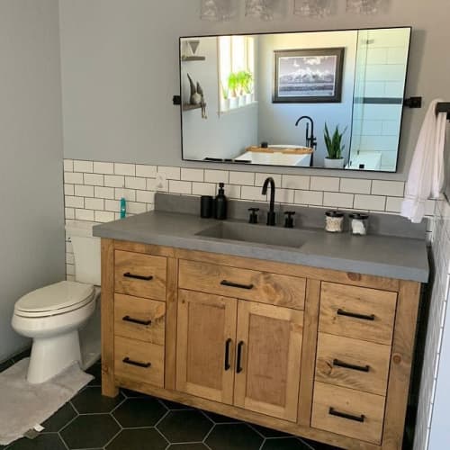 Model 1063 - Custom Single Sink Vanity | Countertop in Furniture by Limitless Woodworking. Item made of maple wood works with mid century modern & contemporary style