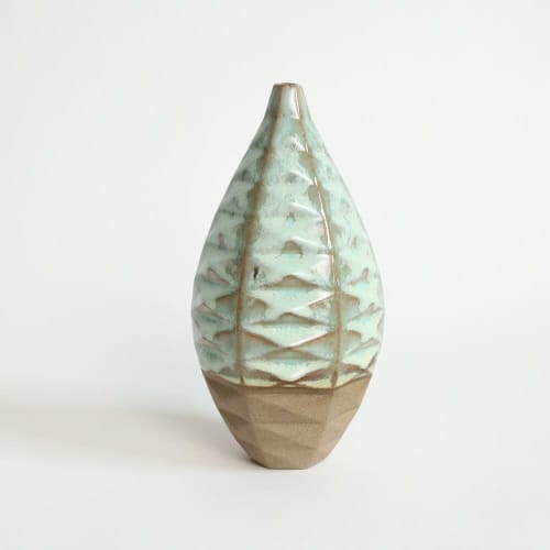 Medium Bottle in Coral Green | Vase in Vases & Vessels by by Alejandra Design. Item composed of ceramic