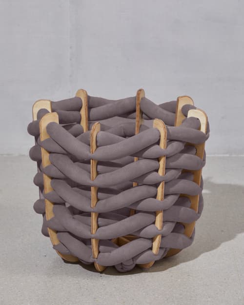 (L) Hull Basket in Graphote Ultra suede | Storage Basket in Storage by Knots Studio