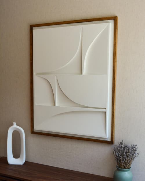 No. 01 Japandi Plaster Wall Relief - Scandinavian Neutral Decor | Wall Sculpture in Wall Hangings by Joseph Aurelius