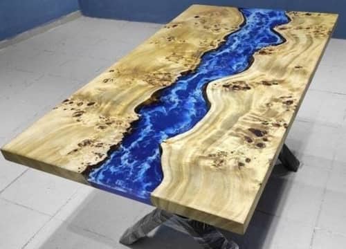 Ocean River Epoxy Resin Table | Dining Room Table Top | Dining Table in Tables by LuxuryEpoxyFurniture. Item made of wood with synthetic