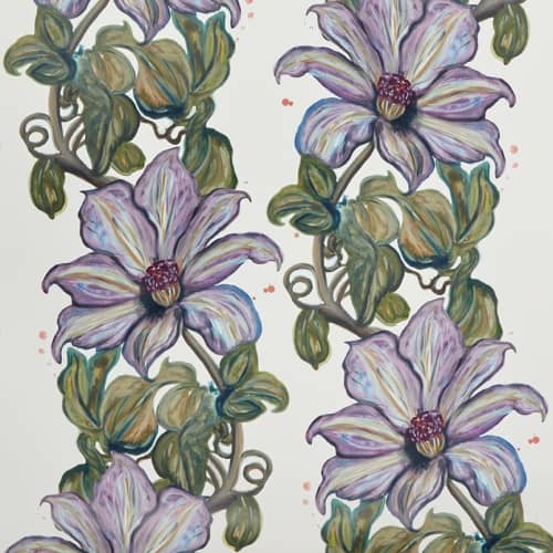 Gratis Clematis White Wallpaper | Wall Treatments by Stevie Howell