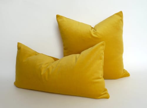 12 X 16 INCHES // buttercup yellow velvet pillow case // yel | Pillow Insert in Pillows by velvet + linen