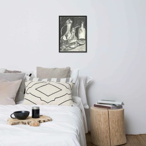 Framed Paper Print - Silent Reflection - Still Life Charcoal | Work by Eman's Gallery