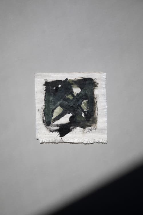 5" x 5" | Summer 2022 .01 | Oil And Acrylic Painting in Paintings by Double Kick | Sara Kraus. Item made of linen works with minimalism & contemporary style