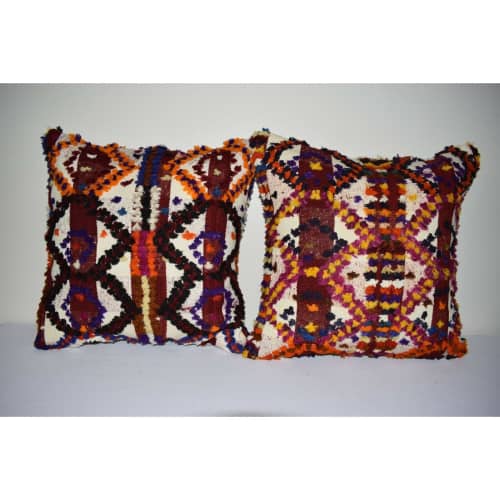 18" X 18" Pair Turkish Anatolian Tulu Pillow | Sham in Linens & Bedding by Vintage Pillows Store. Item made of cotton with fiber