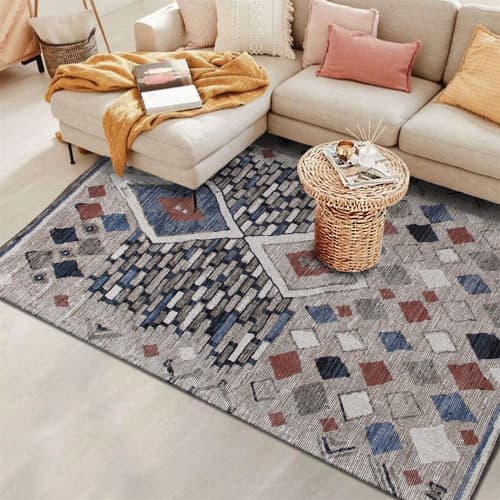 Multi Jacquard Woven Wool Blend Modern Geometric Area Rug | Rugs by Swiflo