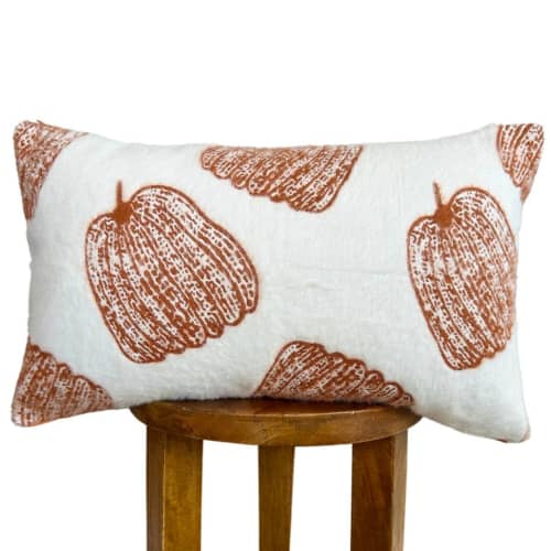 White pumpkin lumbar pillow cover | Pillows by Busa Designs