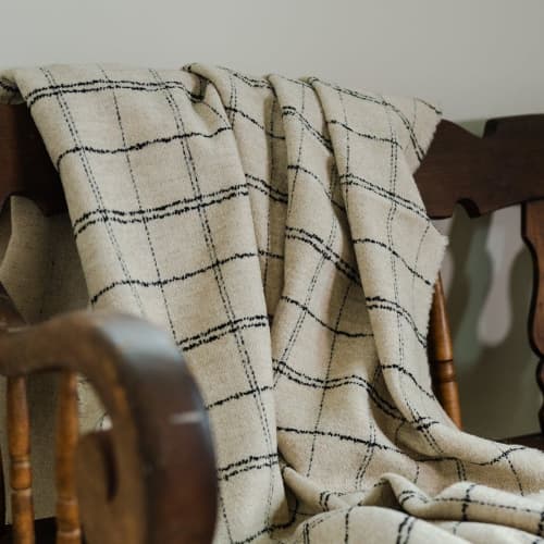 Ivory & Black Grid Remnants of Chanel Half Blanket 65x118 | Throw in Linens & Bedding by Vantage Design
