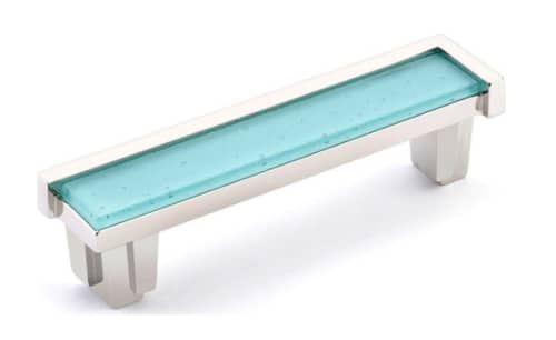Astratto Aqua 4" CC Pull With Polished Nickel Finish | Hardware by Windborne Studios. Item composed of glass