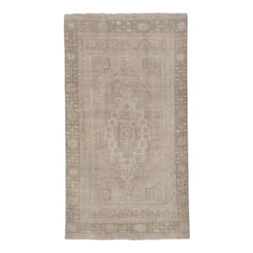 Vintage Faded Handknotted Turkish Taspinar Rug 3'7" X 6'8" | Area Rug in Rugs by Vintage Pillows Store. Item composed of fiber
