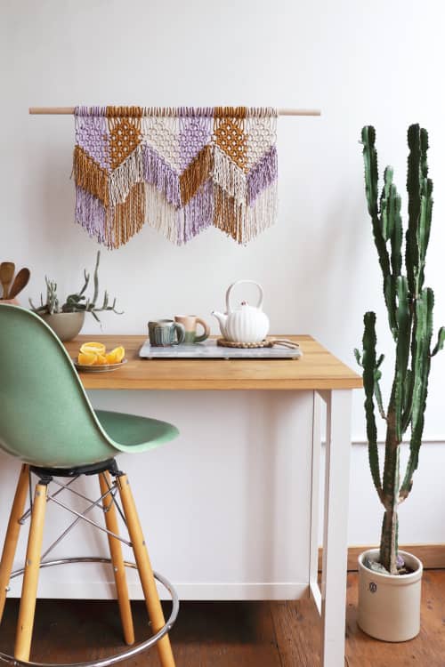 Three of Hearts Wall Art | Macrame Wall Hanging in Wall Hangings by Modern Macramé by Emily Katz. Item composed of cotton