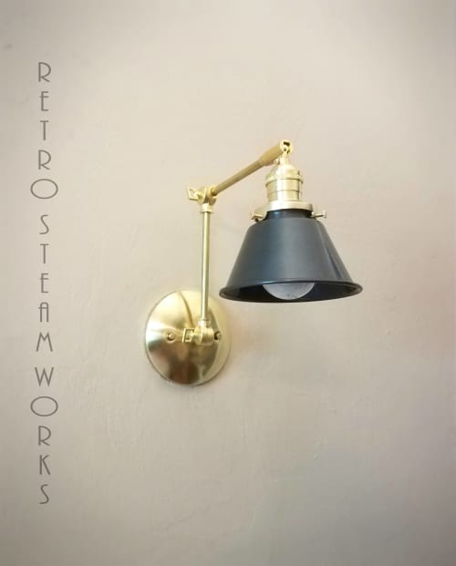 Kitchen Shelves Adjustable Wall Light - Industrial Sconce | Sconces by Retro Steam Works. Item composed of metal & glass compatible with industrial style