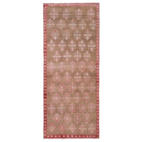 Vintage Floral Turkish Karapinar Rug 4'3" X 10'4" | Area Rug in Rugs by Vintage Pillows Store. Item made of cotton & fiber