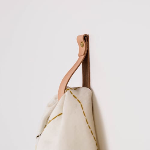 Medium Leather Wall Strap [Flat End] | Storage by Keyaiira | leather + fiber | Artist Studio in Santa Rosa. Item made of leather