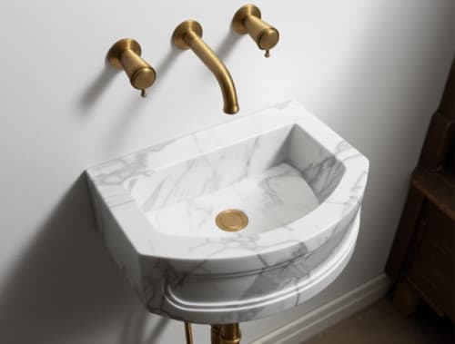 Modern-Minimalist Carrara Marble Sink: Timeless Elegance and Radiance for Your Bathroom | Water Fixtures by AYMARBLEDESIGN LLC