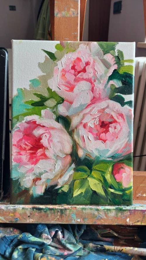 Peony oil painting original, Pink floral wall art, Flowers by Natart ...