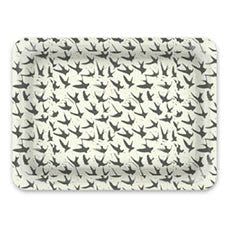 Decorative Tray: Bird By Bird, Clay | Decorative Objects by Philomela Textiles & Wallpaper. Item composed of synthetic