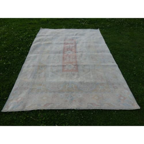 1960s Vintage Turkish Milas Rug- Decorative Neutral Muted Ca | Area Rug in Rugs by Vintage Pillows Store. Item made of cotton with fiber