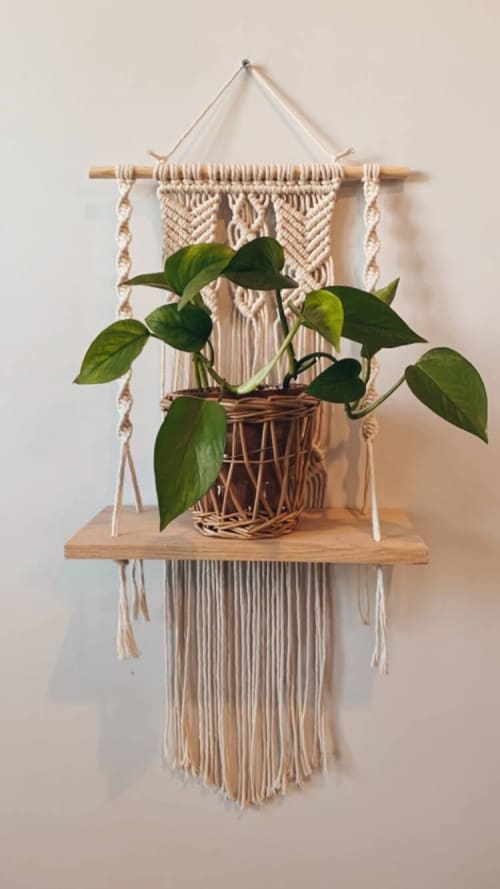 Macrame Wall Hanging Shelf- "Madison" | Wall Hangings by Rosie the Wanderer. Item composed of wood & cotton