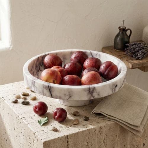 White Lilac Marble  Bowl | Water Fixtures by AYMARBLEDESIGN LLC