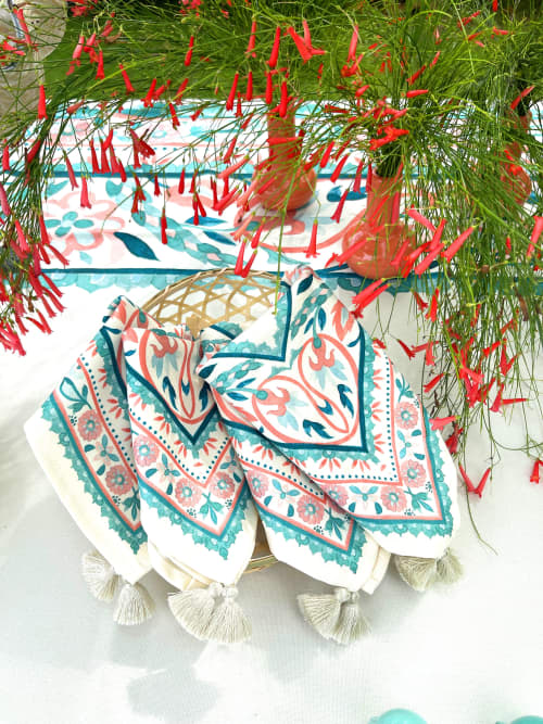 Aqua Napkins | Linens & Bedding by OSLÉ HOME DECOR. Item made of fabric
