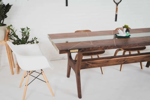 The Provo Dining Table :: Beautiful Live Edge, Glass and Bra | Tables by MODERNCRE8VE. Item composed of walnut and glass