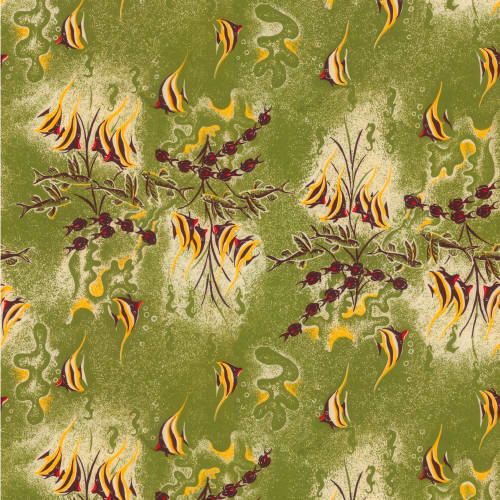 Under Sea Paradise - Green | Wallpaper in Wall Treatments by Brenda Houston. Item composed of linen