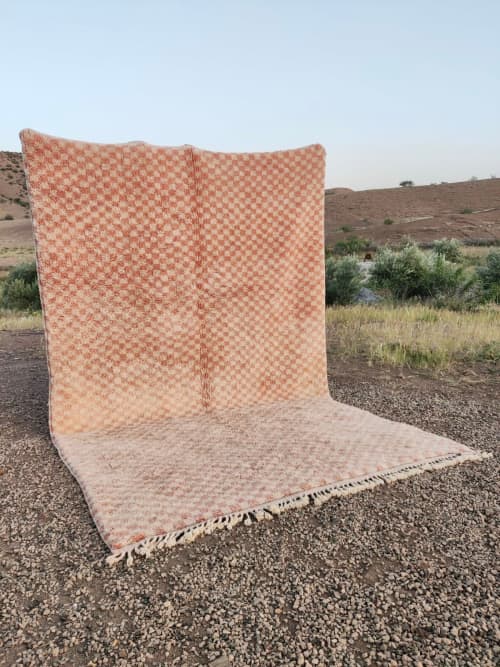 Mrirt Beni Ourain rug “Checkered Series” Salmon | Area Rug in Rugs by East Perry. Item made of wool with fiber