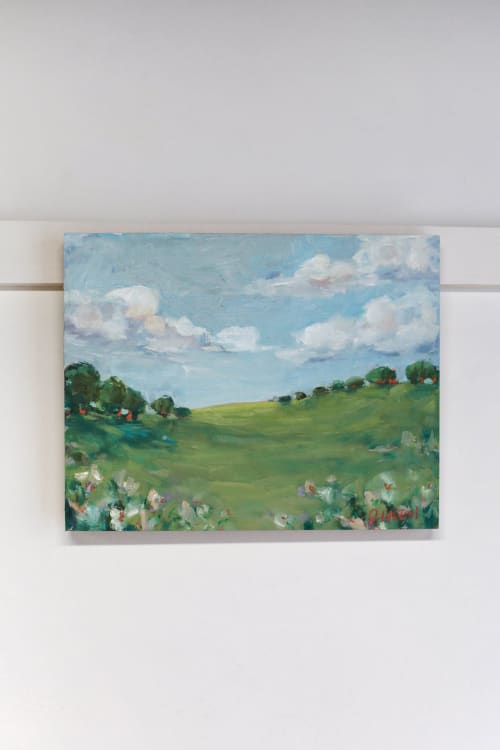 Sunny Field No. 1 | Oil And Acrylic Painting in Paintings by JoAnna Liston | Lily Field Studio. Item made of wood compatible with boho and country & farmhouse style
