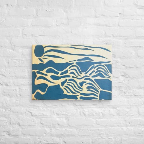 Canvas Print - Blue Airwaves - Minimalist Abstract Ocean | Work by Eman's Gallery