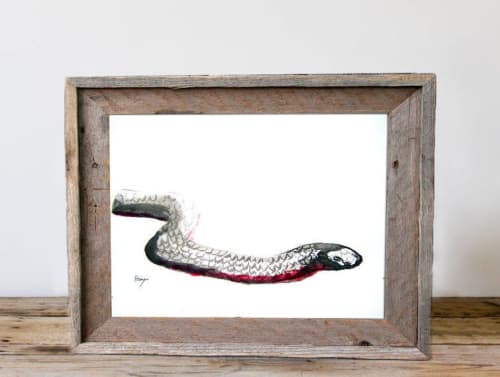 Red Bellied Black Snake | Prints by Brazen Edwards Artist. Item composed of canvas and paper
