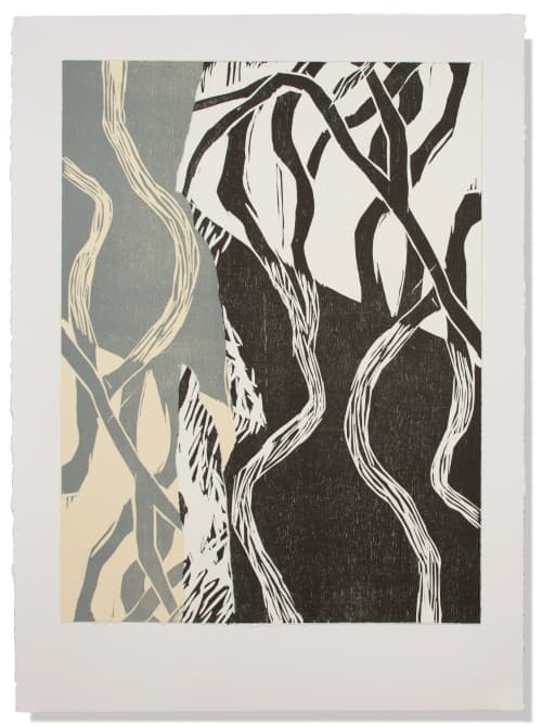 Wilder Places IV - Woodcut Collage by Michael Rich | Paintings by Michael Rich. Item composed of paper compatible with mid century modern and contemporary style
