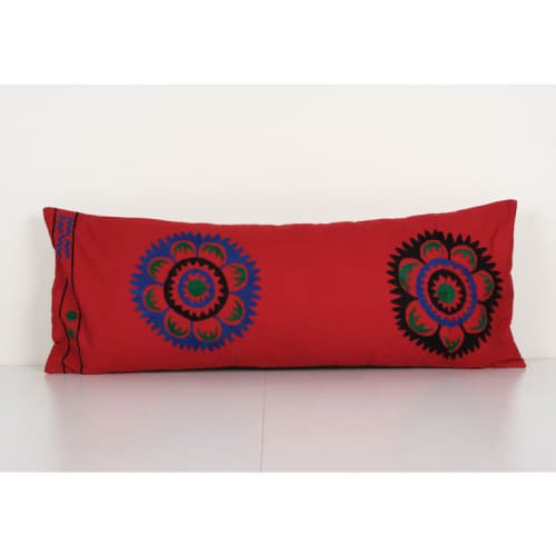 Turkish Suzani Red Cushion Cover, Suzani Bedding Pillow Case | Pillows by Vintage Pillows Store
