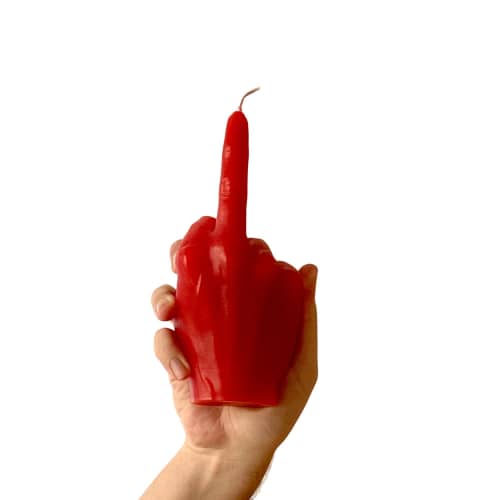 Red Hand candle - Original F*ck gesture | Ornament in Decorative Objects by Agora Home. Item in minimalism or contemporary style