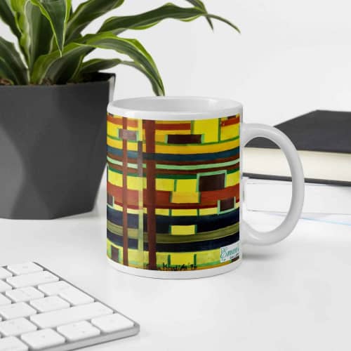 Coffee Mug - City in Grids - Geometric Abstract Urban | Work by Eman's Gallery