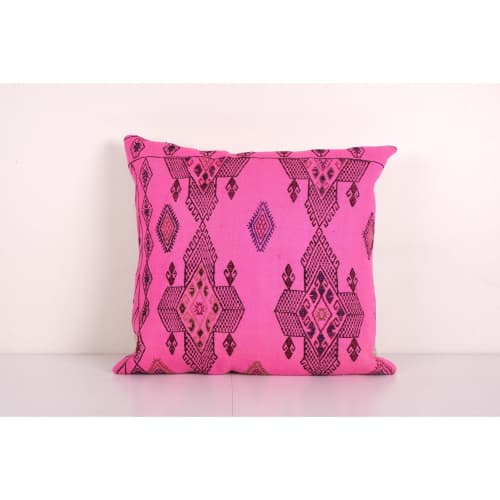 Anatolian Striped Geometric Pink Kilim Rug Pillow Cover, Vin | Cushion in Pillows by Vintage Pillows Store