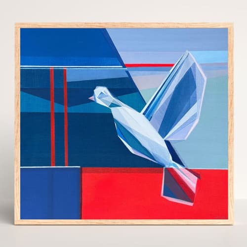 Original 20x20 Abstract Bird Painting | Dove by Shilo Ratner | Oil And Acrylic Painting in Paintings by Shilo Ratner