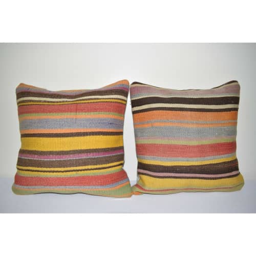 Turkish Kilim Pillow Cover - A Pair | Sham in Linens & Bedding by Vintage Pillows Store. Item made of cotton & fiber