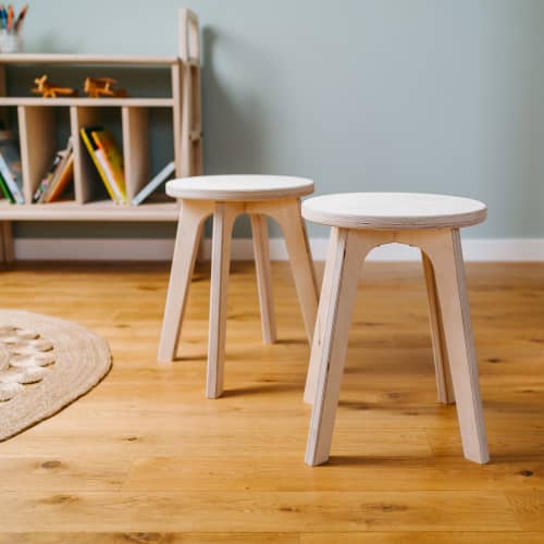 Pair of minimalist stool, Wood Plant Stool, Backless Stool | Chairs by Plywood Project. Item composed of birch wood in minimalism or mid century modern style