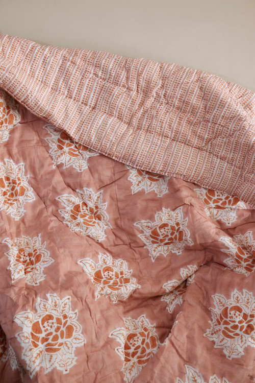 Everything Rose Block Print Quilt | Linens & Bedding by Ninéh
