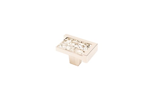 Astratto Ripple Rectangle Knob With Polished Nickel Finish | Hardware by Windborne Studios. Item composed of metal and glass