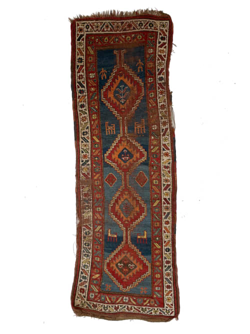 SOULFUL Nomadic Antique Runner | Gorgeous Blue, Terracotta | Runner Rug in Rugs by The Loom House. Item composed of fabric and fiber