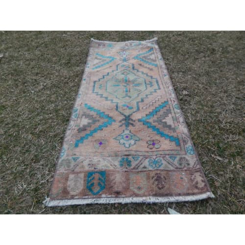 Vintage Oushak Rug Mat 1'7'' x 3'7'' | Area Rug in Rugs by Vintage Pillows Store. Item made of fabric with fiber