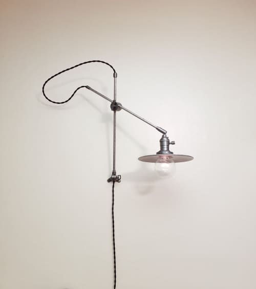 Gunmetal Brass and Steel Industrial Scissor Wall Lamp | Sconces by Retro Steam Works. Item made of brass compatible with industrial style