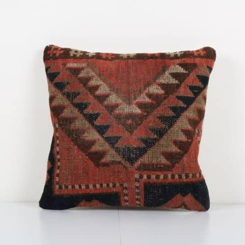 Muted Carpet Rug Pillow, Vintage Pastel Ethnic Turkish Yasti | Cushion in Pillows by Vintage Pillows Store